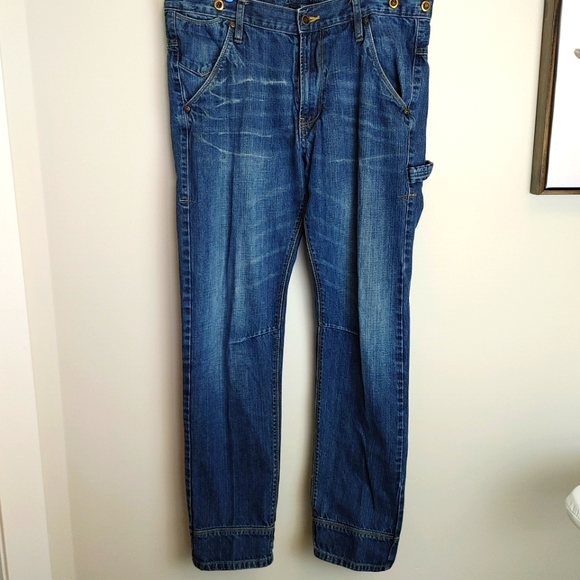 Designer Blue Jeans Men's Size 36x32 Medium Wash Straight Slim Fit - Picture 1 of 11